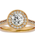 Inel de Logodnă din Aur 14k cu Diamante Create în Laborator Halo Pavé de 1.39 ct din 14k Aur Galben - Castelo.ro