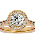 Inel de Logodnă cu Diamante Naturale Halo Pavé de 1.39 ct din 18k Aur Galben - Castelo.ro