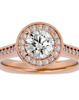 Inel de Logodnă cu Moissanite Halo Pavé de 1.39 ct din 18k Aur Roz - Castelo.ro