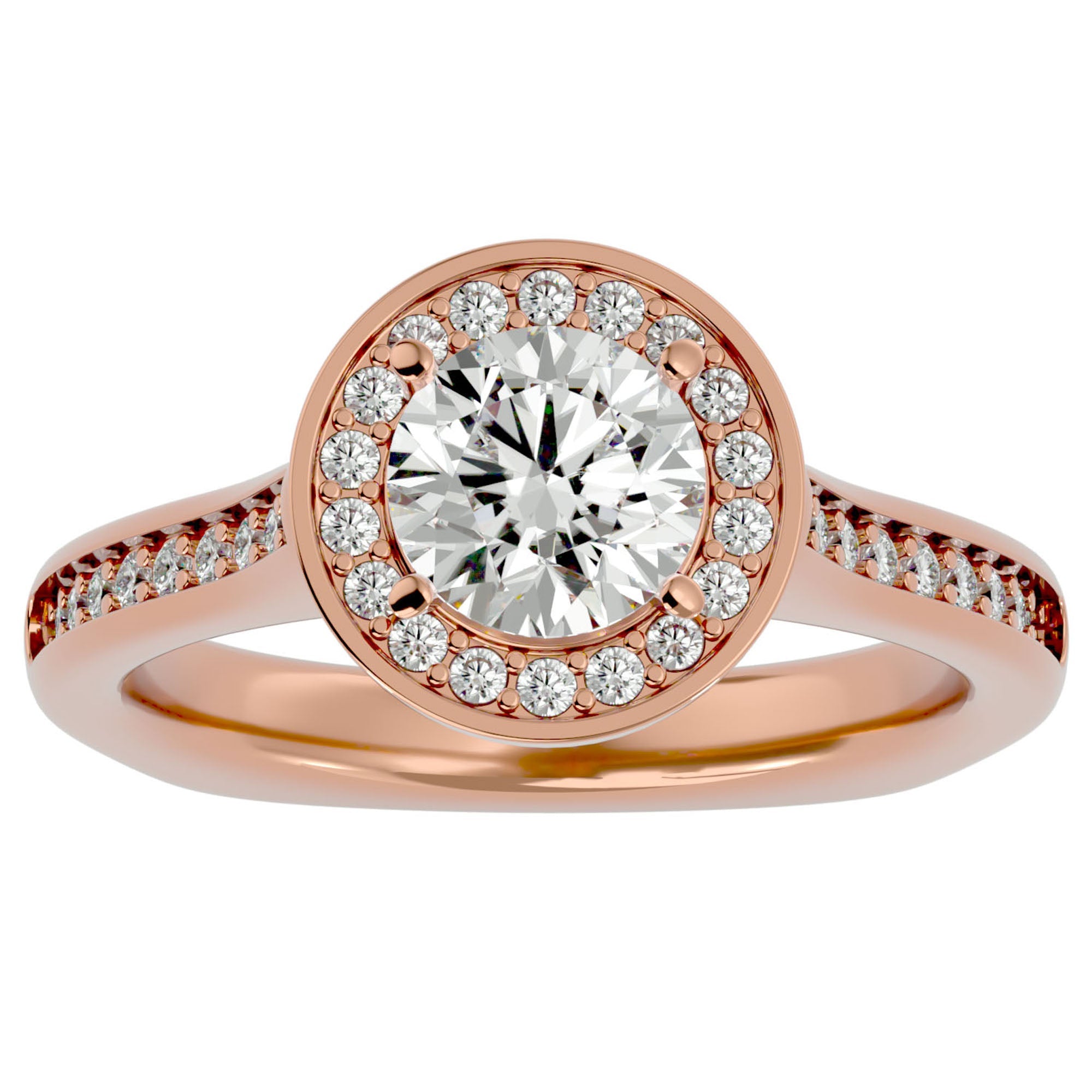 Inel de Logodnă din Aur 14k cu Diamante Naturale Halo Pavé de 1.39 ct din 14k Aur Roz - Castelo.ro