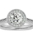 Inel de Logodnă cu Diamante Naturale Halo Pavé de 1.39 ct din Platina - Castelo.ro