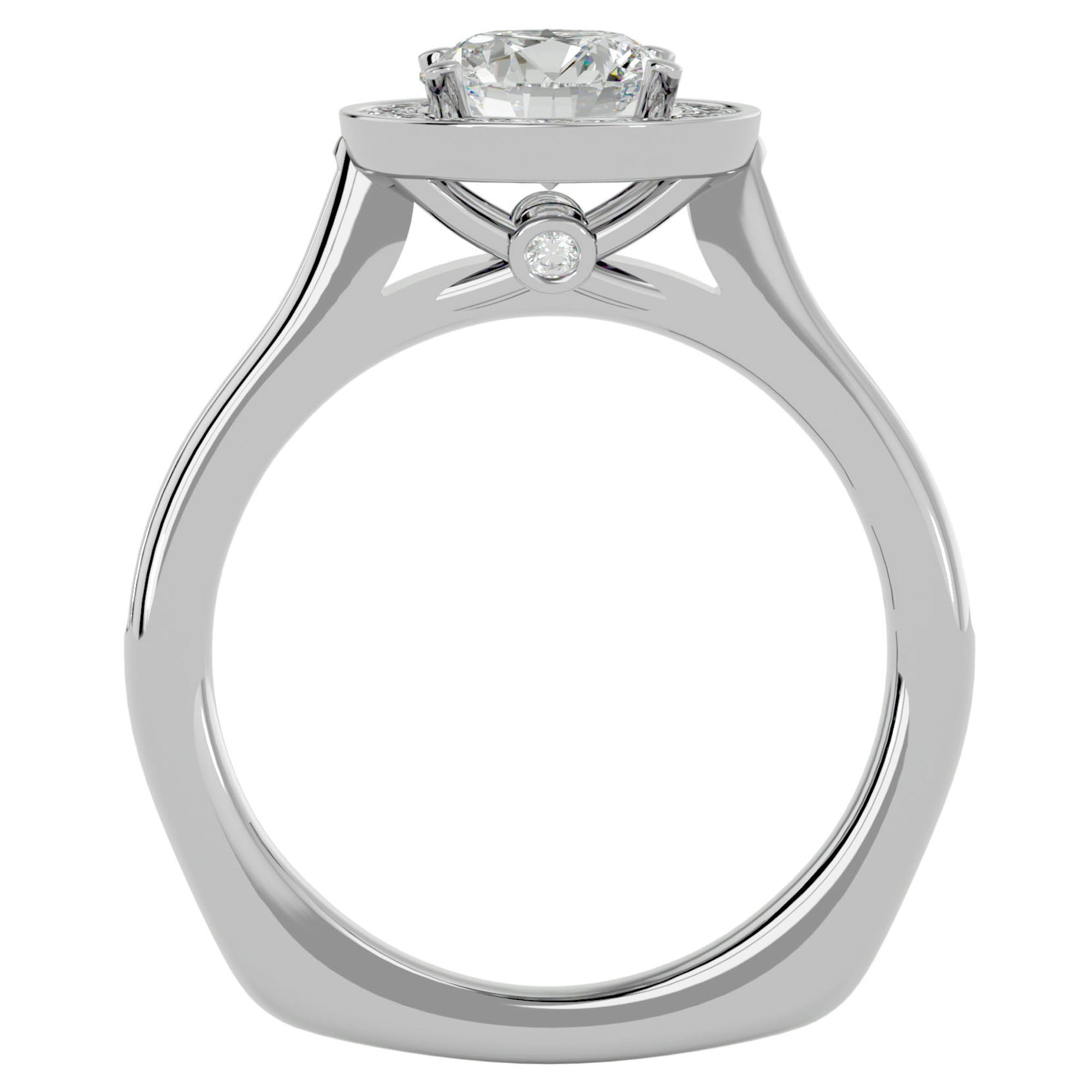 Inel de Logodnă cu Diamante Create în Laborator Halo Pavé de 1.39 ct din Platina - Castelo.ro