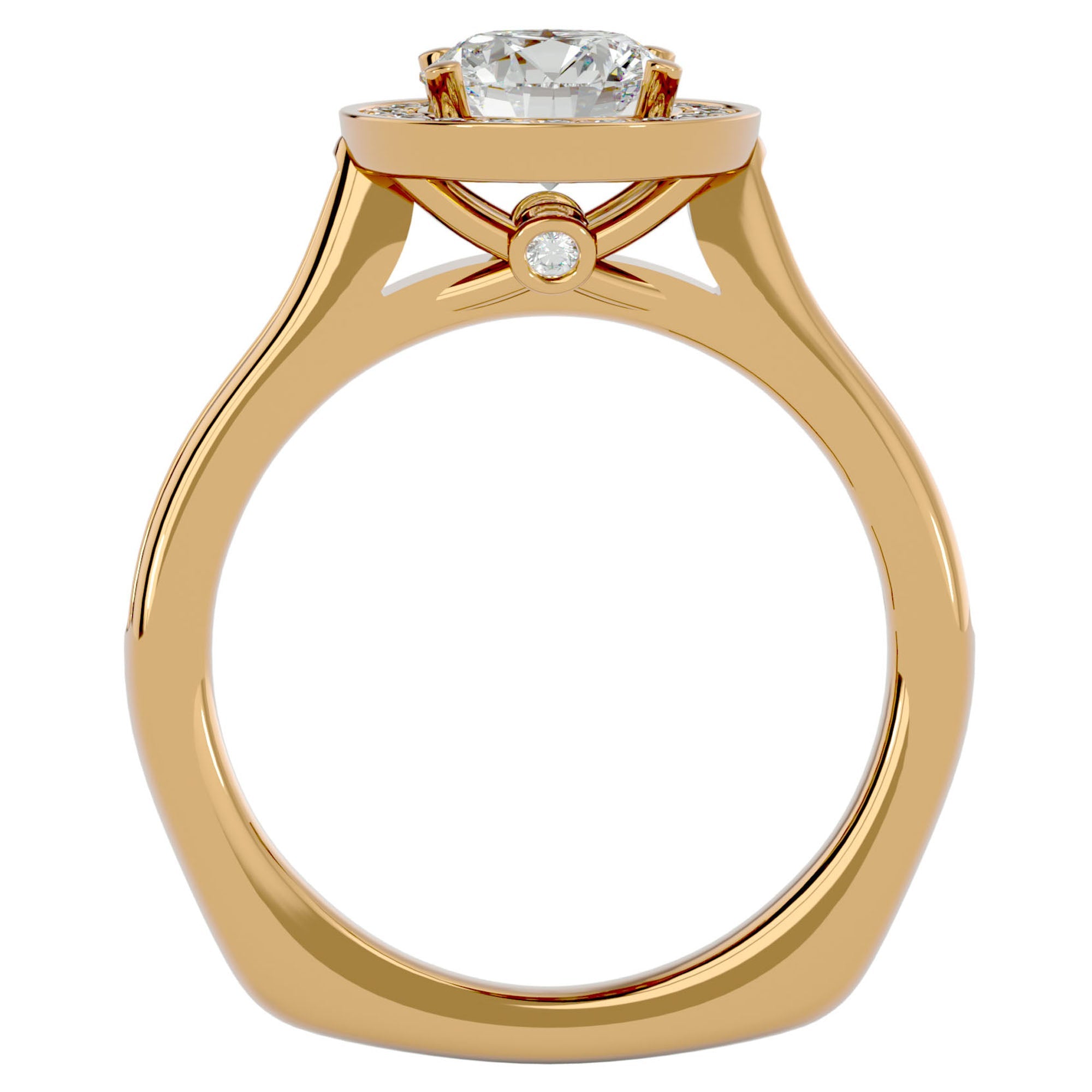 Inel de Logodnă din Aur 14k cu Diamante Naturale Halo Pavé de 1.39 ct din 14k Aur Galben - Castelo.ro