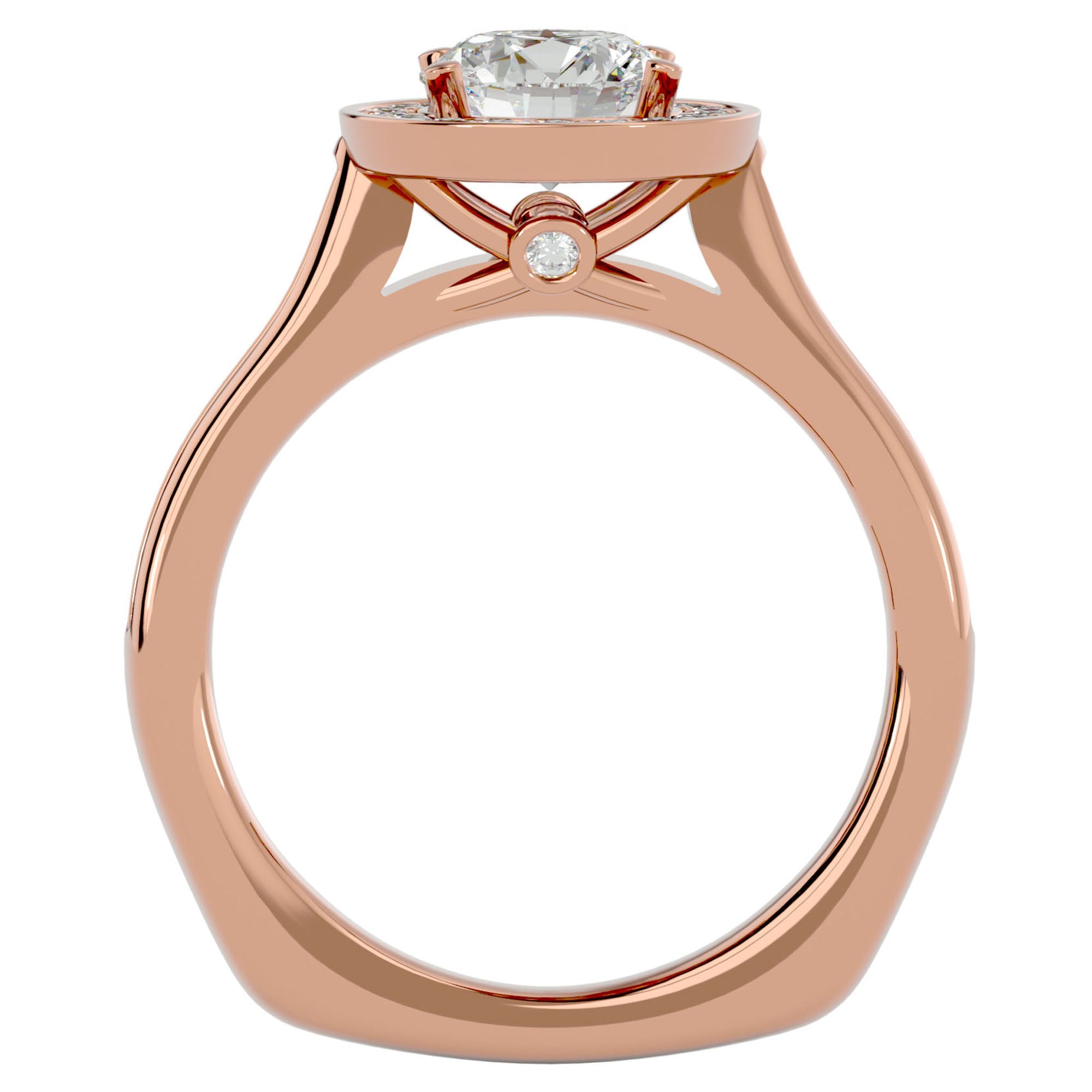 Inel de Logodnă din Aur 14k cu Diamante Naturale Halo Pavé de 1.39 ct din 14k Aur Roz - Castelo.ro