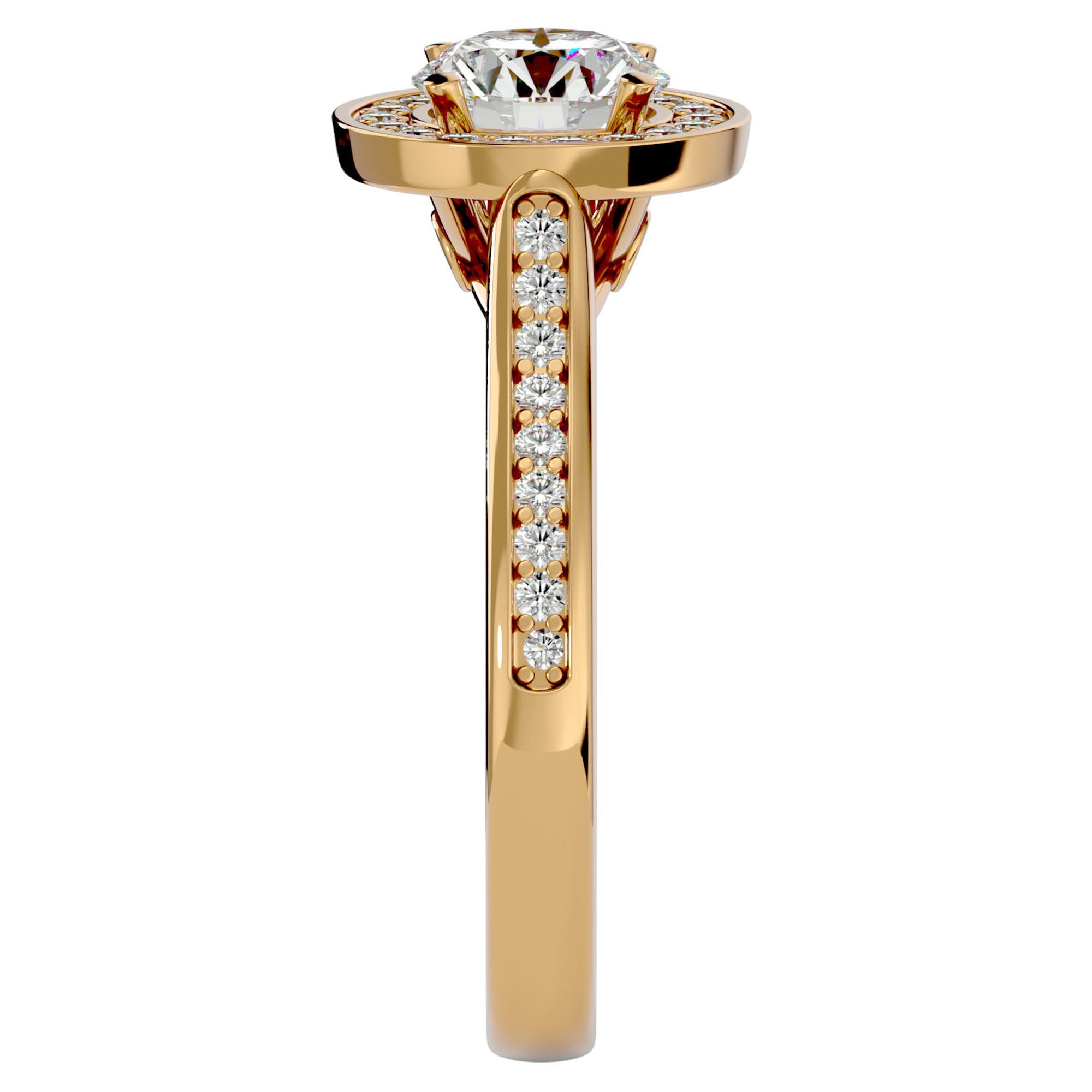 Inel de Logodnă din Aur 14k cu Diamante Naturale Halo Pavé de 1.39 ct din 14k Aur Galben - Castelo.ro
