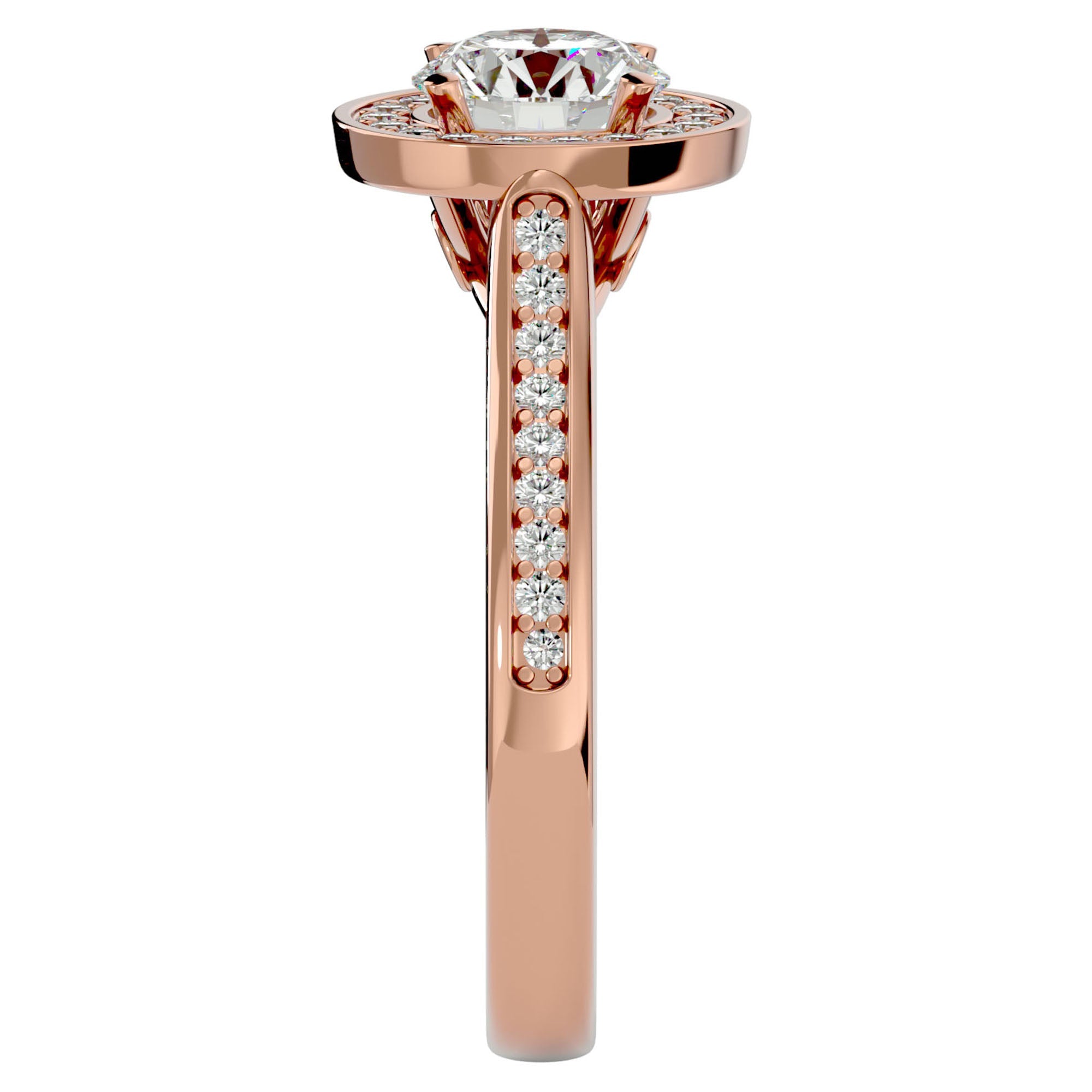 Inel de Logodnă din Aur 14k cu Diamante Naturale Halo Pavé de 1.39 ct din 14k Aur Roz - Castelo.ro