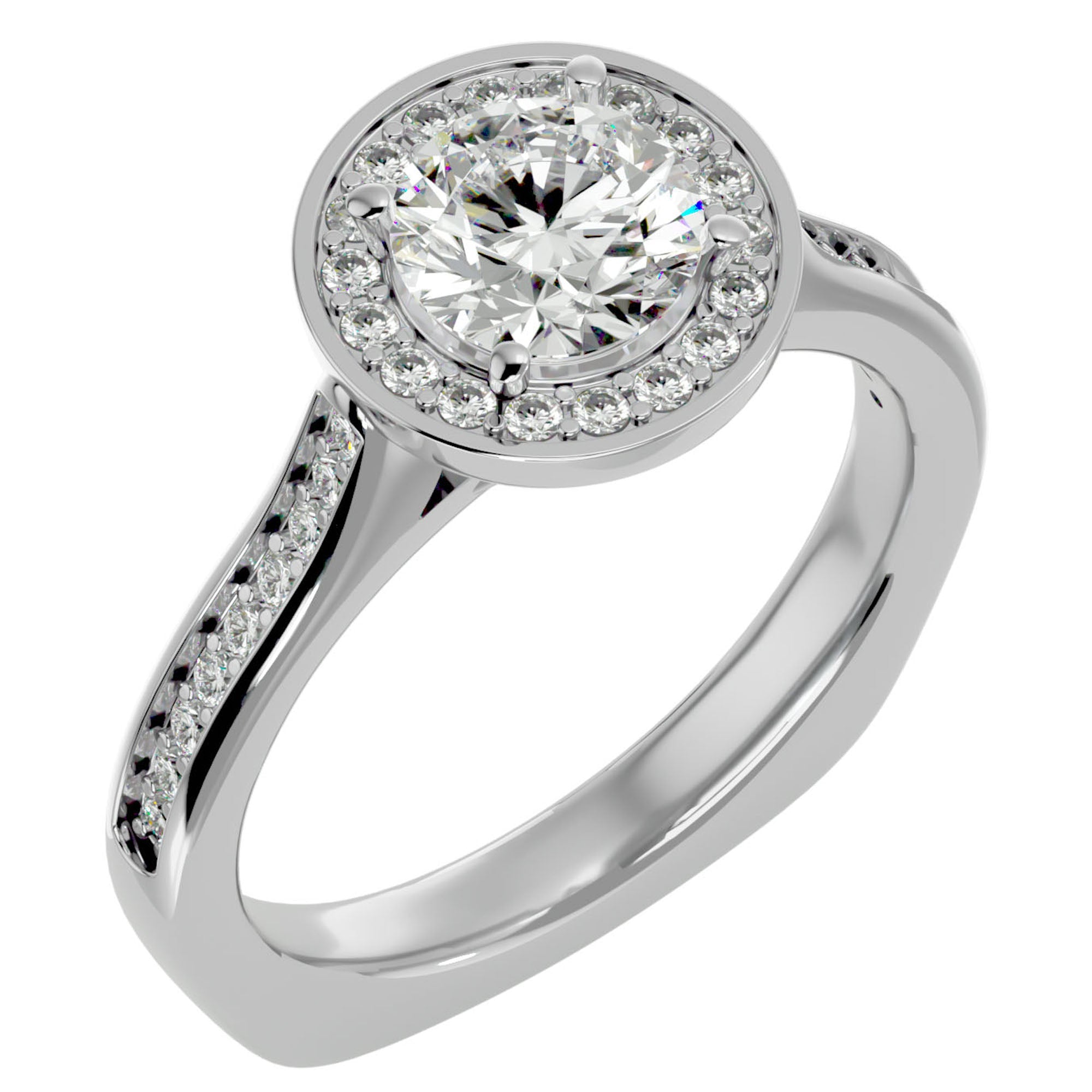 Inel de Logodnă cu Diamante Create în Laborator Halo Pavé de 1.39 ct din Platina - Castelo.ro