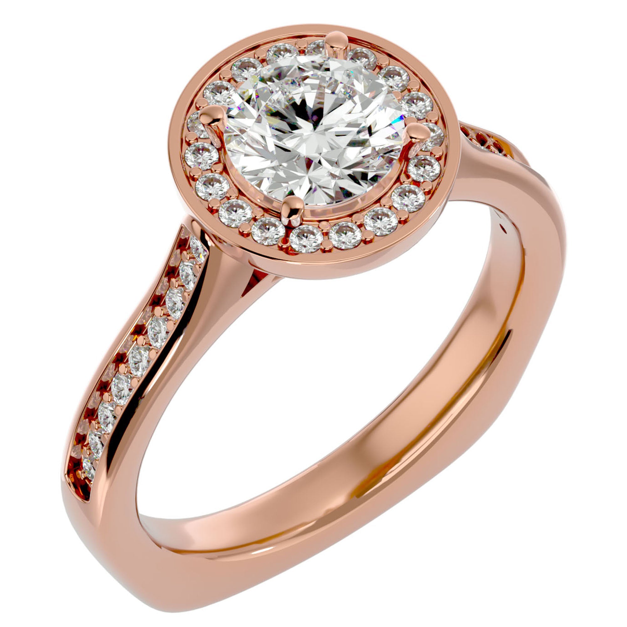 Inel de Logodnă din Aur 14k cu Diamante Naturale Halo Pavé de 1.39 ct din 14k Aur Roz - Castelo.ro