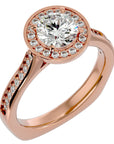 Inel de Logodnă din Aur 14k cu Diamante Create în Laborator Halo Pavé de 1.39 ct din 14k Aur Roz - Castelo.ro