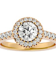 Inel de Logodnă din Aur 14k cu Diamante Naturale Brilliant Halo Pavé de 1.43 ct din 14k Aur Alb - Castelo.ro