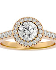Inel de Logodnă din Aur 14k cu Diamante Naturale Brilliant Halo Pavé de 1.43 ct din 14k Aur Alb - Castelo.ro