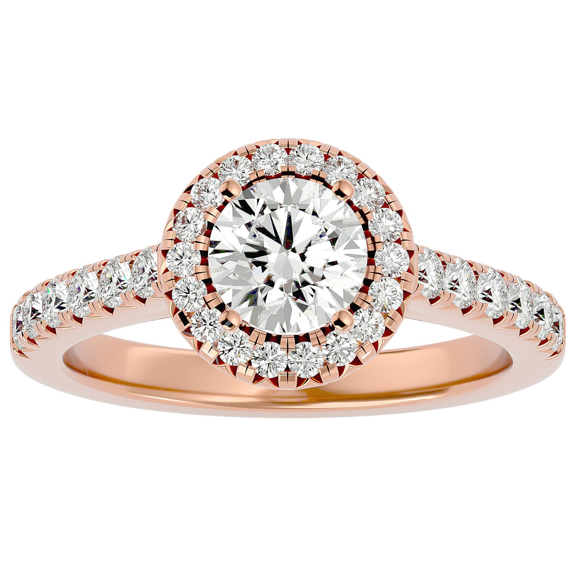 Inel de Logodnă din Aur 14k cu Diamante Naturale Brilliant Halo Pavé de 1.43 ct din 14k Aur Roz - Castelo.ro