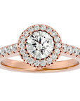 Inel de Logodnă din Aur 14k cu Diamante Naturale Brilliant Halo Pavé de 1.43 ct din 14k Aur Roz - Castelo.ro
