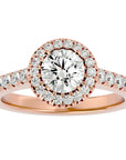 Inel de Logodnă cu Diamante Create în Laborator Brilliant Halo Pavé de 1.43 ct din 18k Aur Roz - Castelo.ro