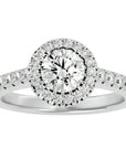 Inel de Logodnă din Aur 14k cu Diamante Create în Laborator Brilliant Halo Pavé de 1.43 ct din 14k Aur Alb - Castelo.ro
