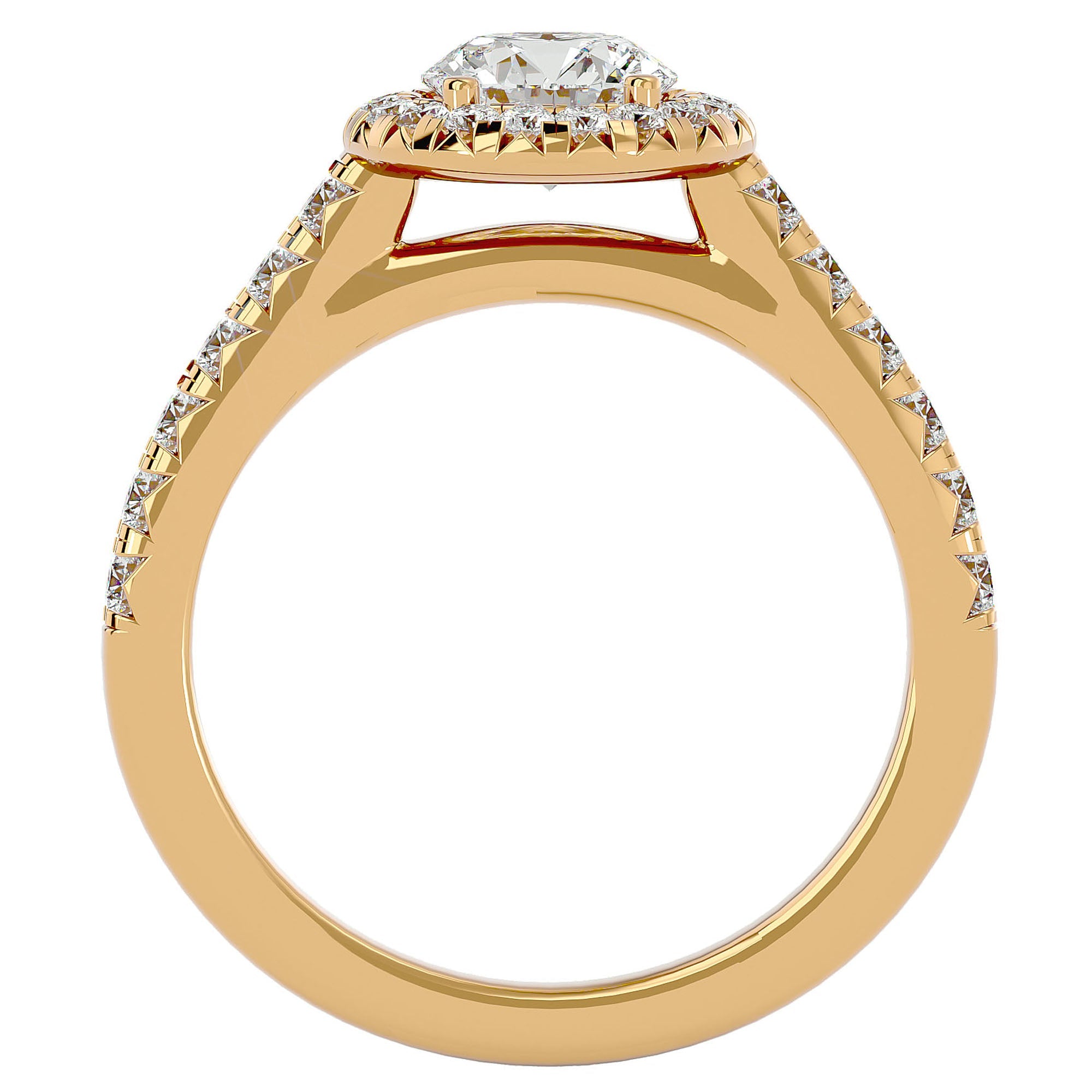Inel de Logodnă din Aur 14k cu Diamante Naturale Brilliant Halo Pavé de 1.43 ct din 14k Aur Galben - Castelo.ro