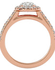Inel de Logodnădin Aur 14k cu Moissanite Brilliant Halo Pavé de 1.43 ct din 14k Aur Roz - Castelo.ro