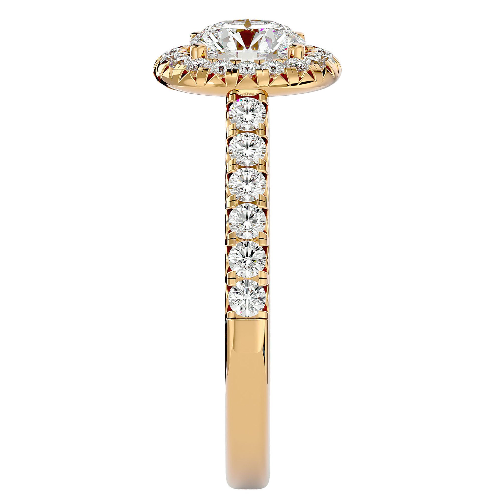 Inel de Logodnădin Aur 14k cu Moissanite Brilliant Halo Pavé de 1.43 ct din 14k Aur Galben - Castelo.ro