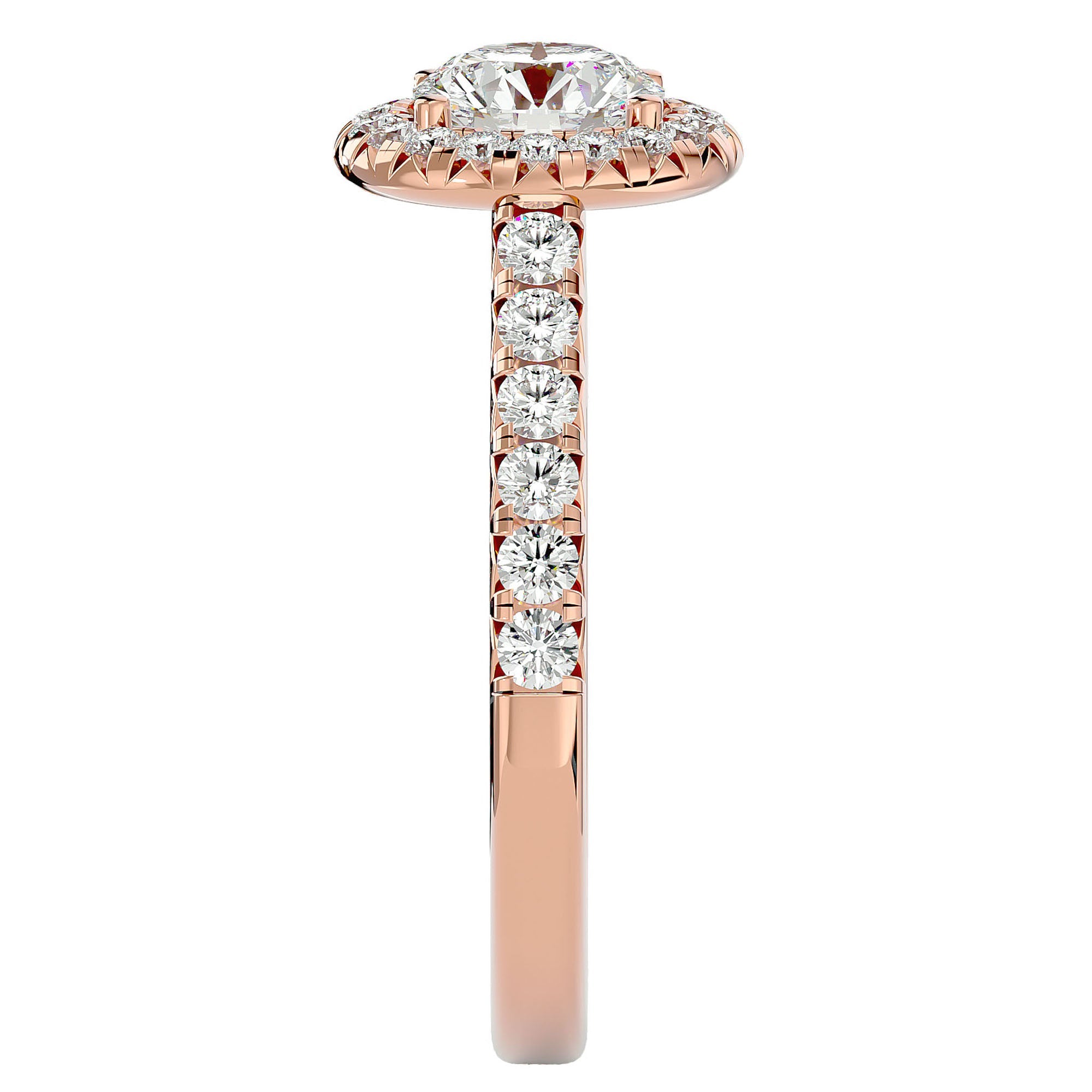 Inel de Logodnă din Aur 14k cu Diamante Naturale Brilliant Halo Pavé de 1.43 ct din 14k Aur Roz - Castelo.ro