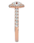 Inel de Logodnădin Aur 14k cu Moissanite Brilliant Halo Pavé de 1.43 ct din 14k Aur Roz - Castelo.ro