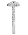 Inel de Logodnă din Aur 14k cu Diamante Create în Laborator Brilliant Halo Pavé de 1.43 ct din 14k Aur Alb - Castelo.ro