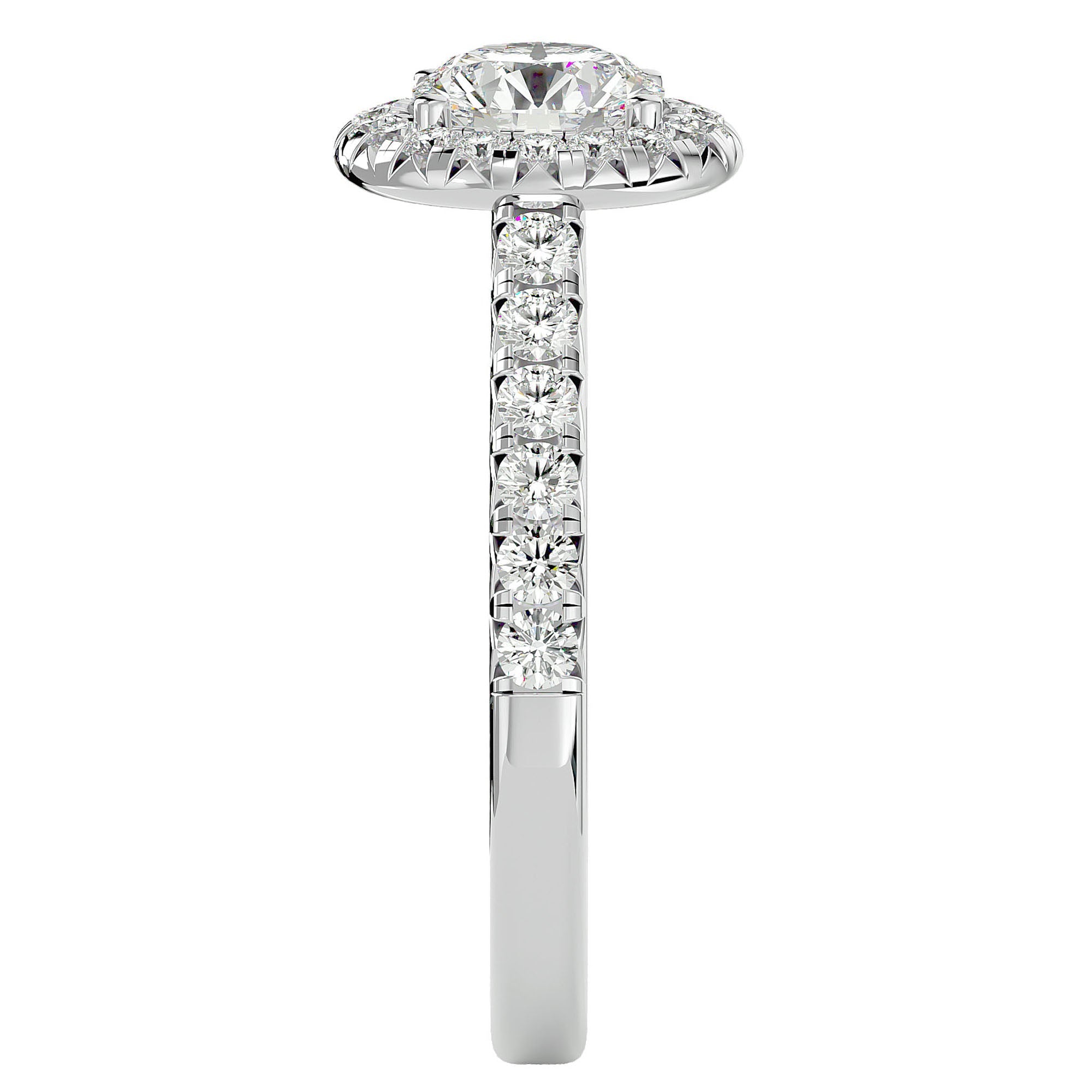 Inel de Logodnă din Aur 14k cu Diamante Naturale Brilliant Halo Pavé de 1.43 ct din 14k Aur Alb - Castelo.ro