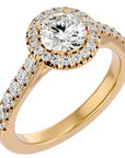 Inel de Logodnă cu Diamante Create în Laborator Brilliant Halo Pavé de 1.43 ct din 18k Aur Galben - Castelo.ro