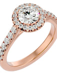 Inel de Logodnă cu Diamante Create în Laborator Brilliant Halo Pavé de 1.43 ct din 18k Aur Roz - Castelo.ro