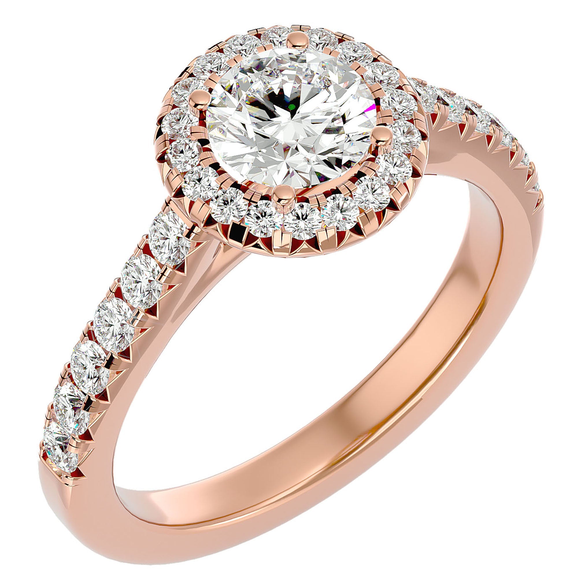 Inel de Logodnă din Aur 14k cu Diamante Naturale Brilliant Halo Pavé de 1.43 ct din 14k Aur Roz - Castelo.ro
