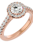 Inel de Logodnă din Aur 14k cu Diamante Naturale Brilliant Halo Pavé de 1.43 ct din 14k Aur Roz - Castelo.ro