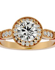 Inel de Logodnă din Aur 14k cu Moissanite Brilliant Halo Pavé de 1.32 ct din 14k Aur Alb - Castelo.ro