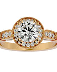 Inel de Logodnă din Aur 14k cu Diamante Create în Laborator Brilliant Halo Pavé de 1.32 ct din 14k Aur Alb - Castelo.ro