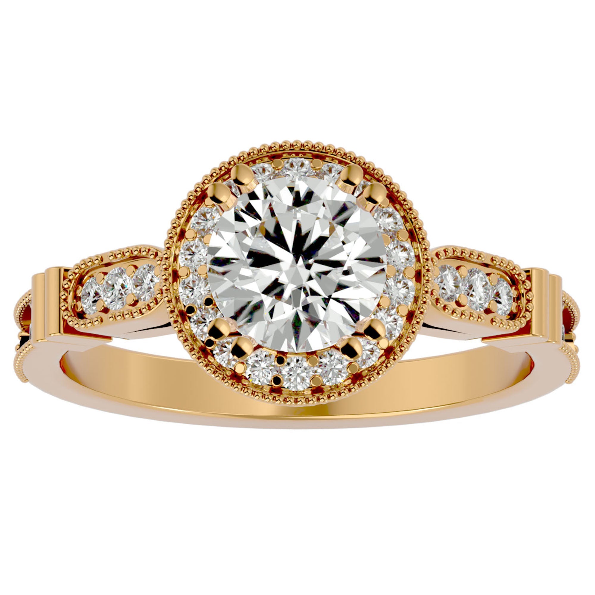Inel de Logodnă cu Diamante Naturale Brilliant Halo Pavé de 1.32 ct din Platina - Castelo.ro