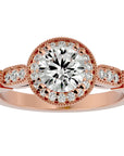 Inel de Logodnă cu Diamante Naturale Brilliant Halo Pavé de 1.32 ct din 18k Aur Roz - Castelo.ro