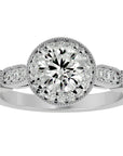 Inel de Logodnă cu Diamante Naturale Brilliant Halo Pavé de 1.32 ct din Platina - Castelo.ro