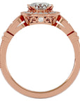 Inel de Logodnă cu Diamante Naturale Brilliant Halo Pavé de 1.32 ct din 18k Aur Roz - Castelo.ro