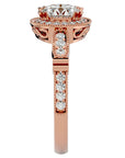 Inel de Logodnă cu Diamante Naturale Brilliant Halo Pavé de 1.32 ct din 18k Aur Roz - Castelo.ro