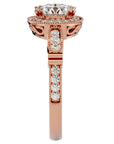 Inel de Logodnă cu Diamante Naturale Brilliant Halo Pavé de 1.32 ct din 18k Aur Roz - Castelo.ro