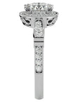 Inel de Logodnă cu Diamante Naturale Brilliant Halo Pavé de 1.32 ct din Platina - Castelo.ro