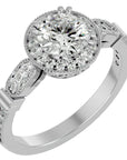 Inel de Logodnă cu Diamante Create în Laborator Brilliant Halo Pavé de 1.32 ct din Platina - Castelo.ro