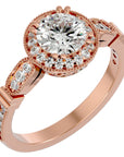 Inel de Logodnă din Aur 14k cu Moissanite Brilliant Halo Pavé de 1.32 ct din 14k Aur Roz - Castelo.ro