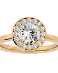 Inel de Logodnă din Aur 14k cu Moissanite Brilliant Halo de 0.98 ct din 14k Aur Galben - Castelo.ro