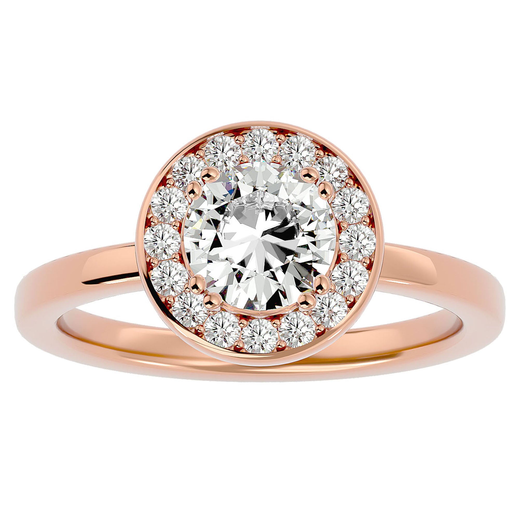 Inel de Logodnă din Aur 14k cu Diamante Naturale Brilliant Halo de 0.98 ct din 14k Aur Roz - Castelo.ro