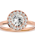Inel de Logodnă din Aur 14k cu Moissanite Brilliant Halo de 0.98 ct din 14k Aur Roz - Castelo.ro