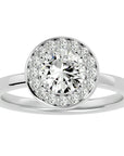 Inel de Logodnă din Aur 14k cu Diamante Create în Laborator Brilliant Halo de 0.98 ct din 14k Aur Alb - Castelo.ro