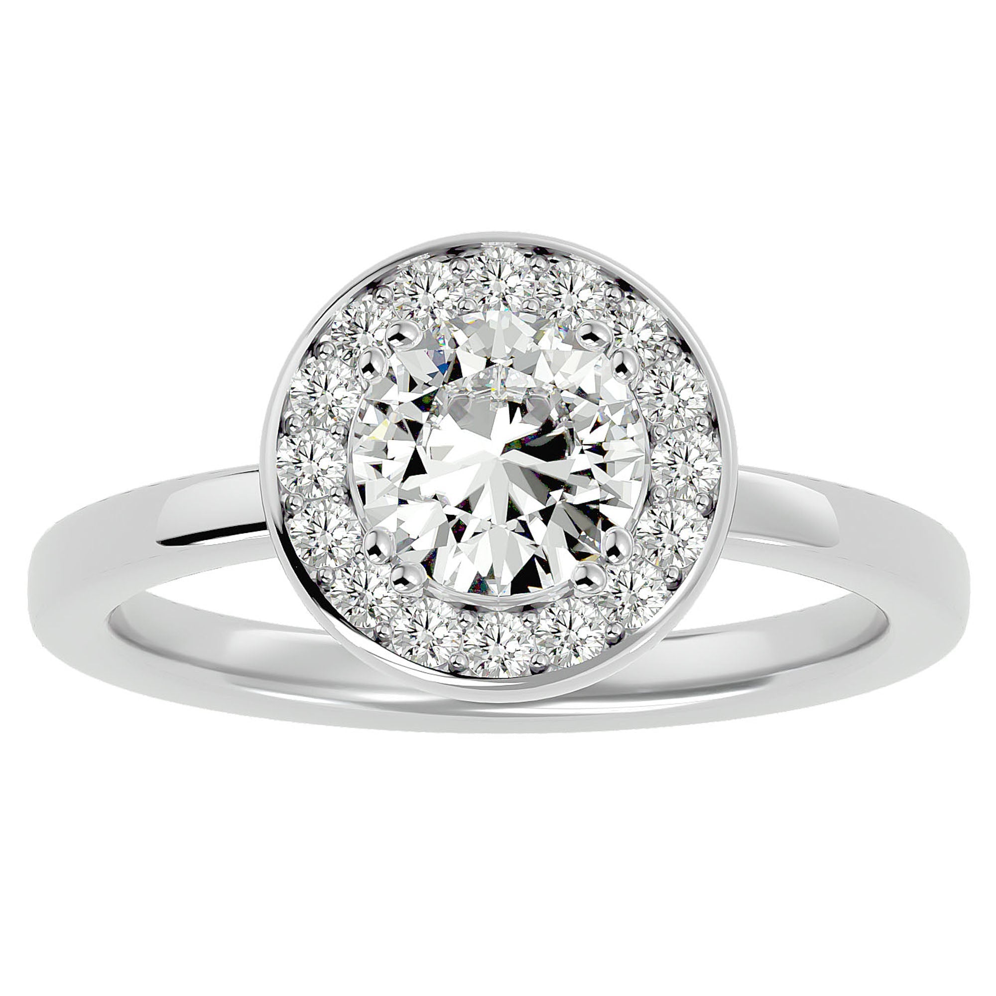 Inel de Logodnă cu Moissanite Brilliant Halo de 0.98 ct din Platina - Castelo.ro