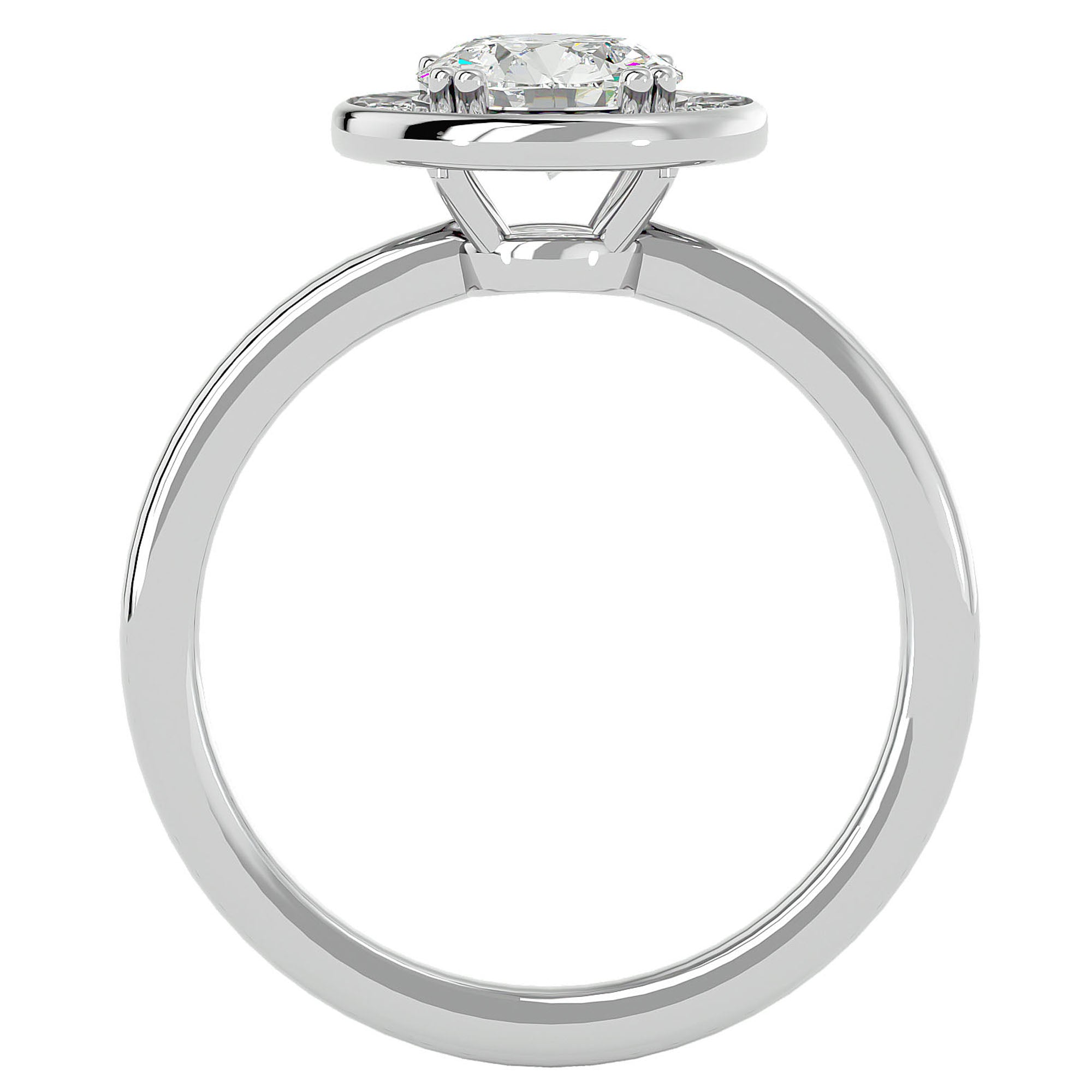 Inel de Logodnă cu Diamante Naturale Brilliant Halo de 0.98 ct din Platina - Castelo.ro