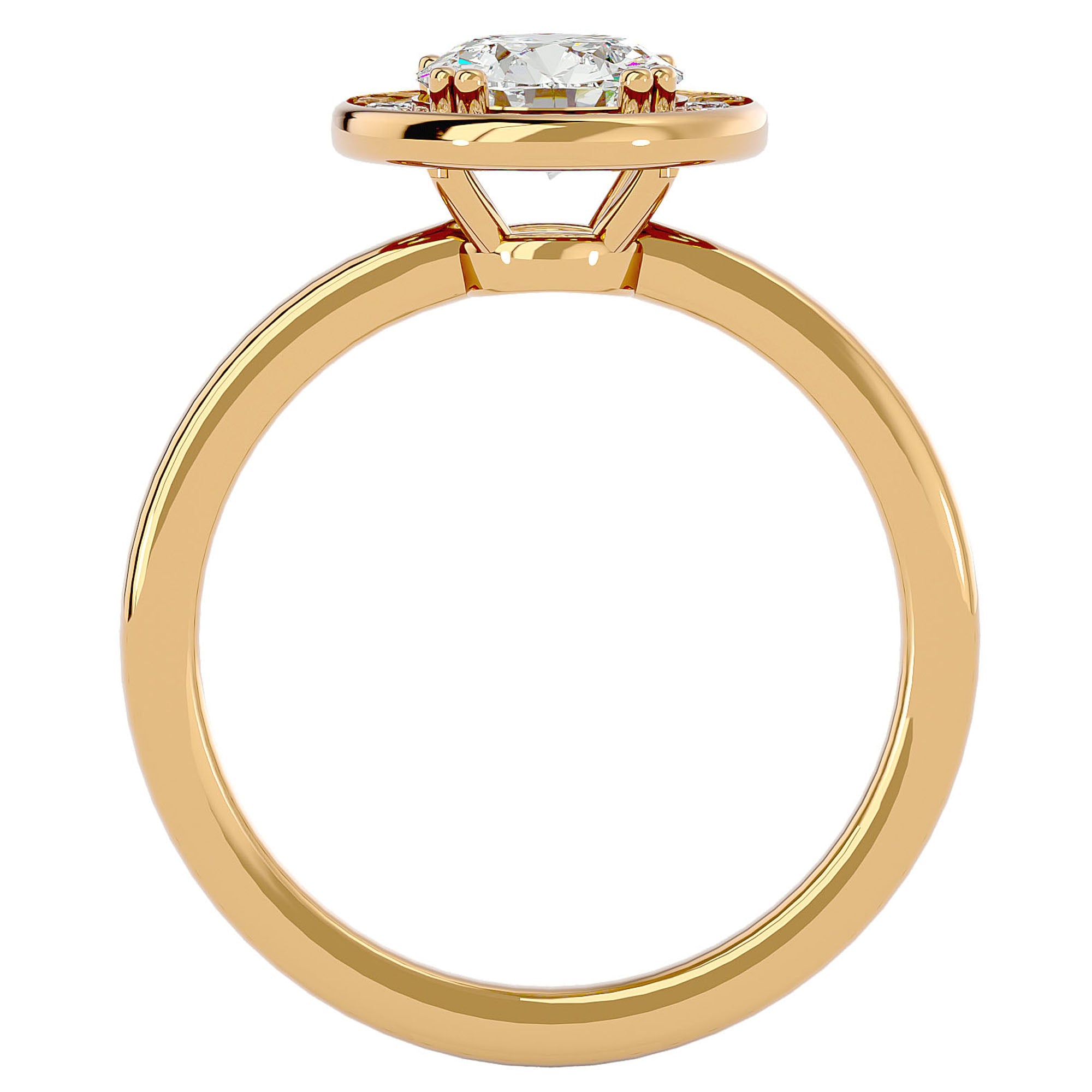 Inel de Logodnă din Aur 14k cu Moissanite Brilliant Halo de 0.98 ct din 14k Aur Galben - Castelo.ro