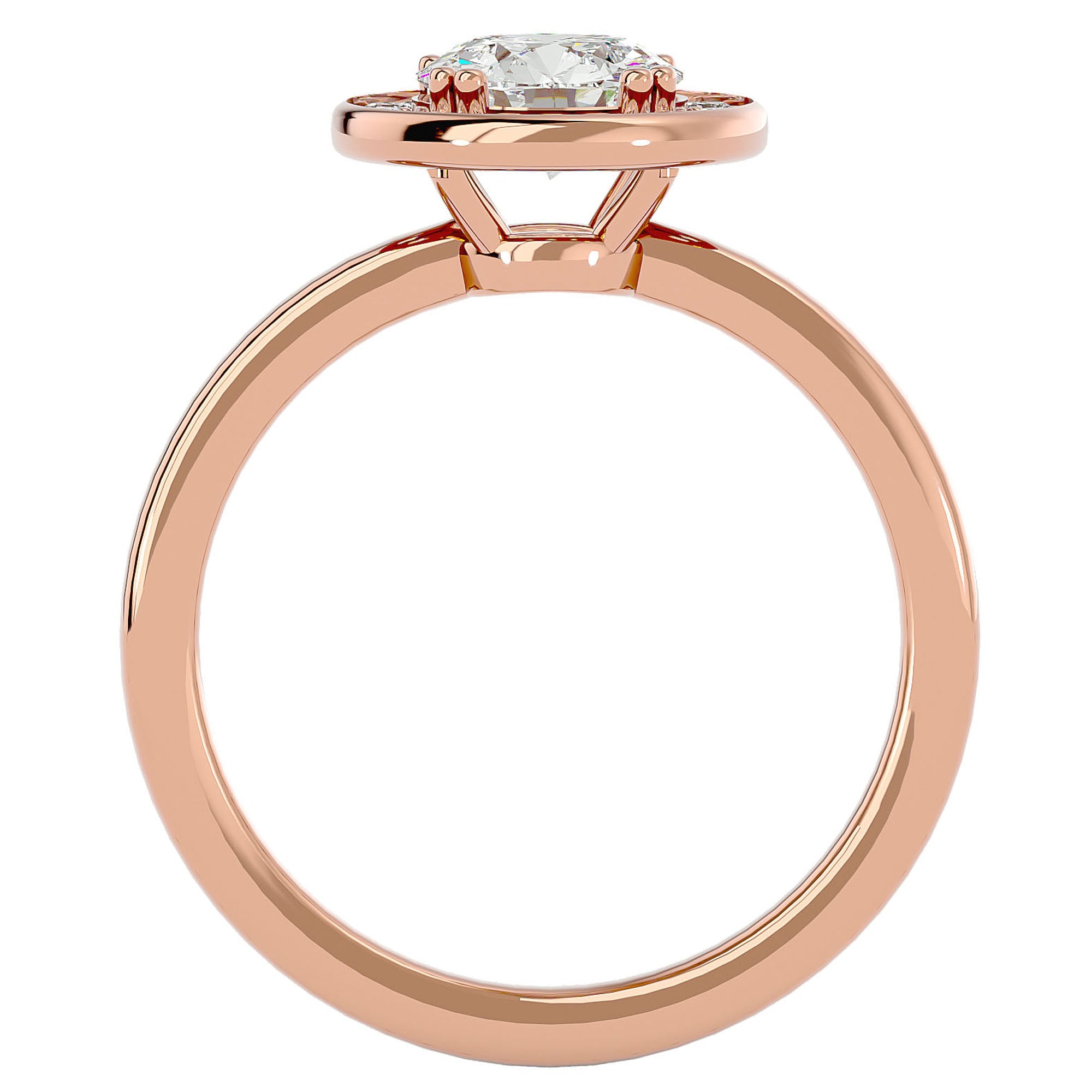 Inel de Logodnă din Aur 14k cu Moissanite Brilliant Halo de 0.98 ct din 14k Aur Roz - Castelo.ro