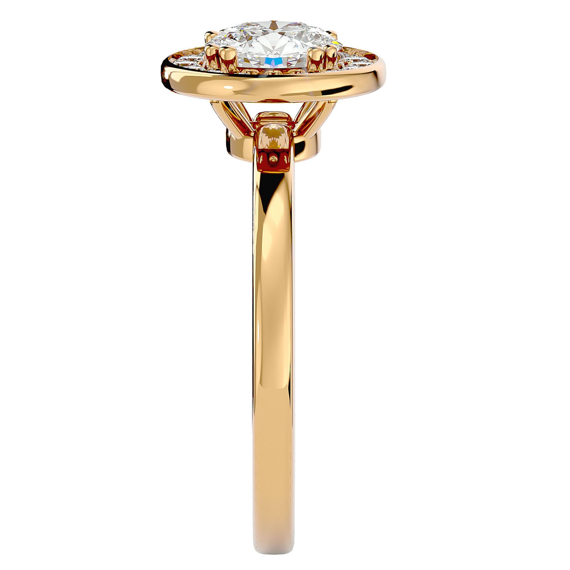 Inel de Logodnă din Aur 14k cu Moissanite Brilliant Halo de 0.98 ct din 14k Aur Galben - Castelo.ro